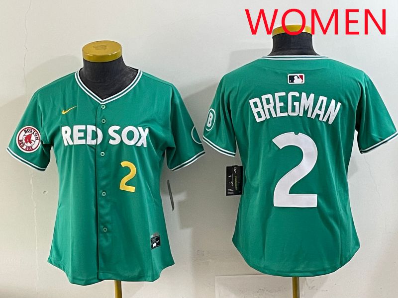 Women 2025 Boston Red Sox 2 Bregman Dark Green Joint Name Nike MLB Jersey style 7